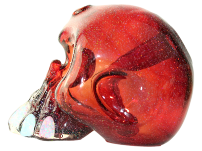 Carsten Glass Crushed Opal Red Skull 3.5