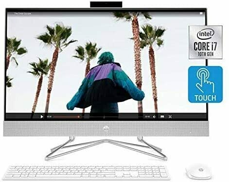 HP Pavilion 27 Touch Desktop 1TB SSD Win 10 Pro (Intel 10th gen Quad Core CPU and Turbo Boost to 4.90GHz, 16 GB RAM, 1 TB SSD, 27-inch FullHD Touchscreen, Win 10 Pro) PC Computer All-in-One