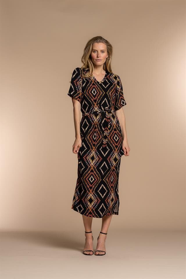 Geisha V-Hals Jurk Print