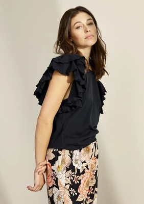 Summum Top met Korte Ruffle Mouw