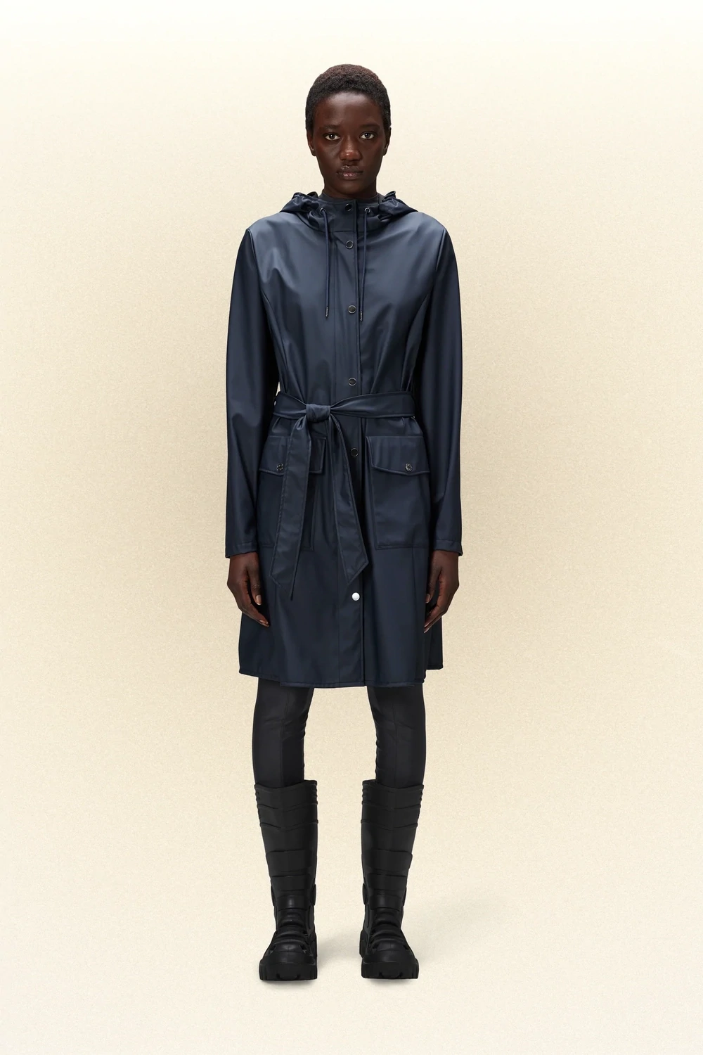 Rains Curve Jacket Navy Blauw