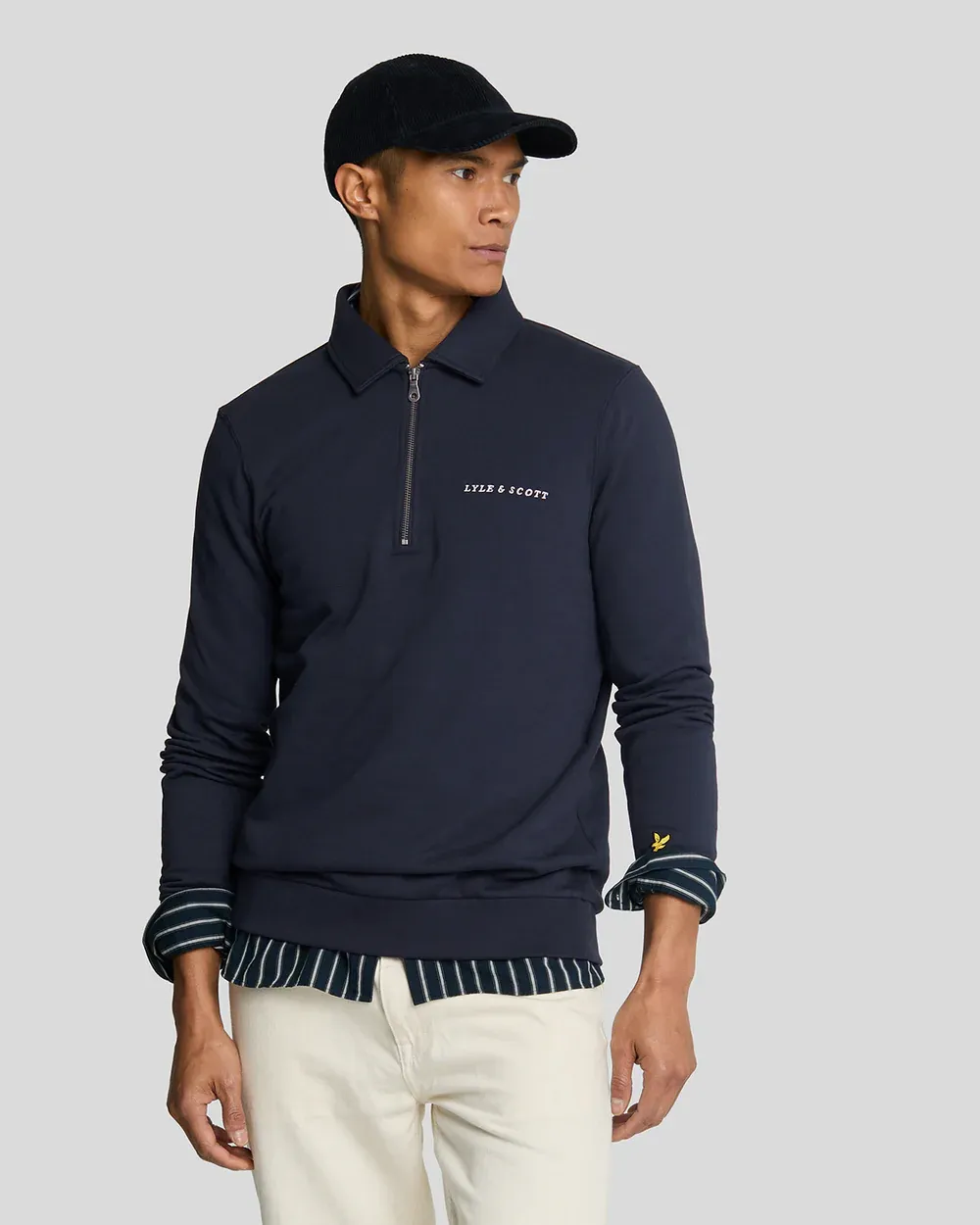 Lyle &amp; Scott Embroidered Quarter Zip Sweater