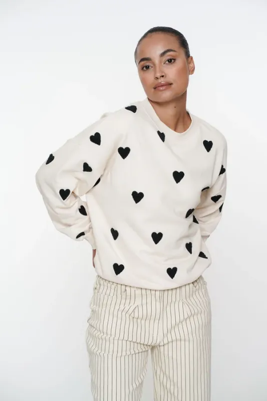 Geisha Sweater met Geborduurde Hartjes