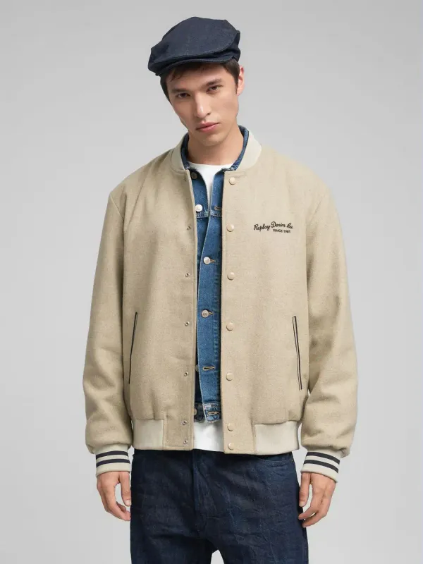 Replay Wool Varsity Bomber Jacket