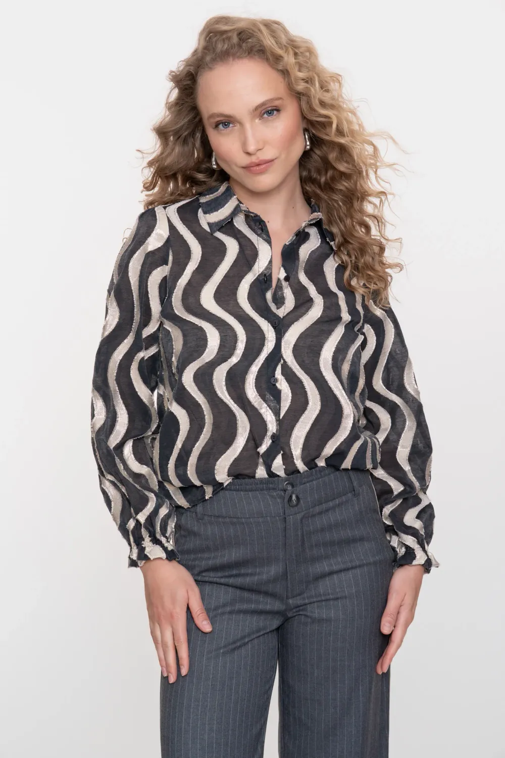 Geisha Blouse met Wave Print