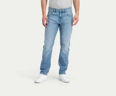 Blue Rivet Straight Stone Bleached Jeans