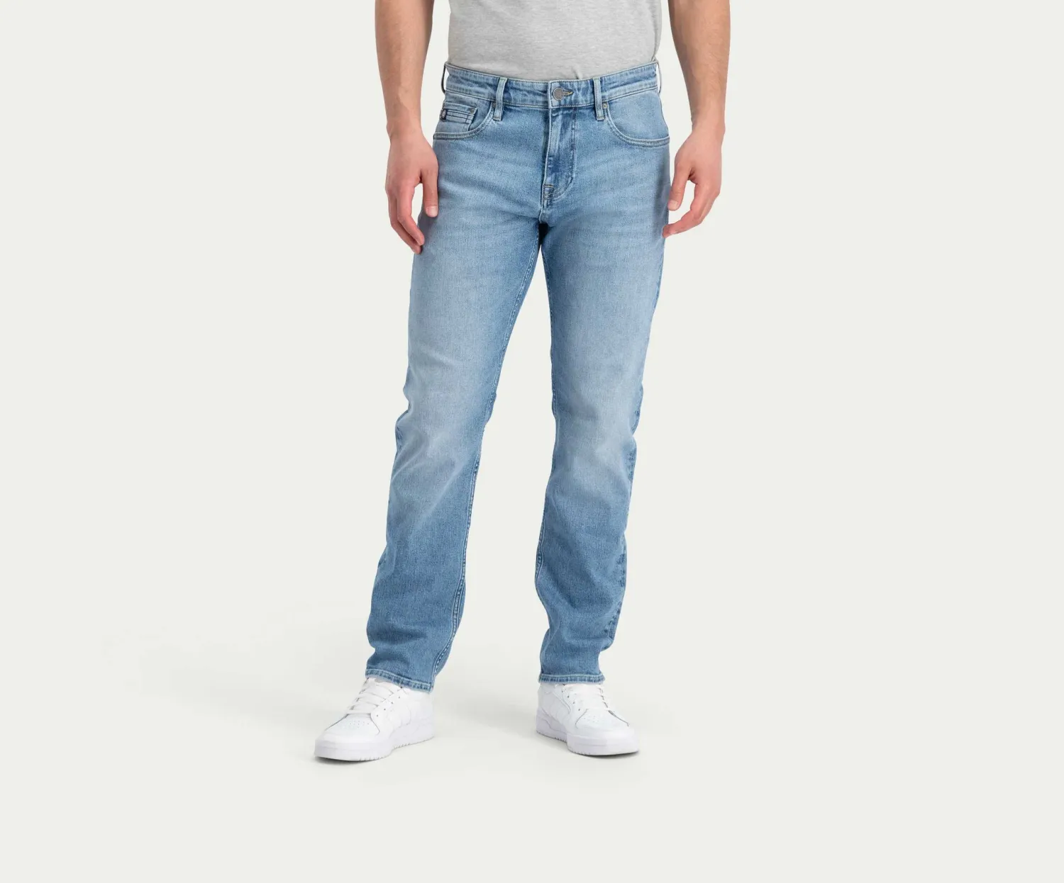 Blue Rivet Straight Stone Bleached Jeans
