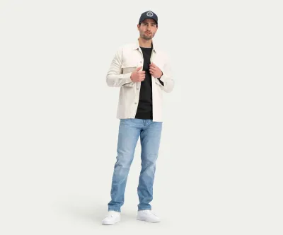 Blue Rivet Straight Stone Bleached Jeans