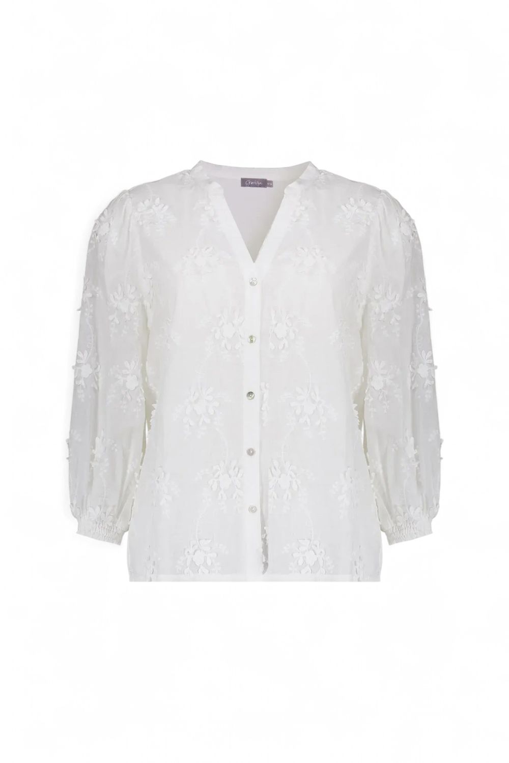 Geisha Blouse met Geborduurde Bloemen