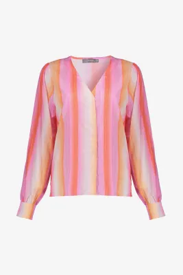Geisha Blouse met Strepen en Lurex