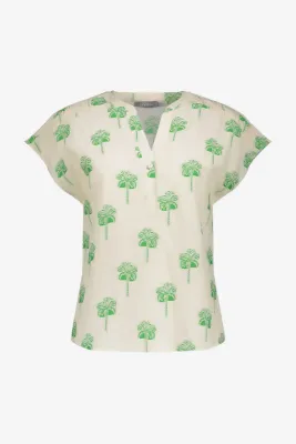 Geisha Top met Zomerse Palmprint