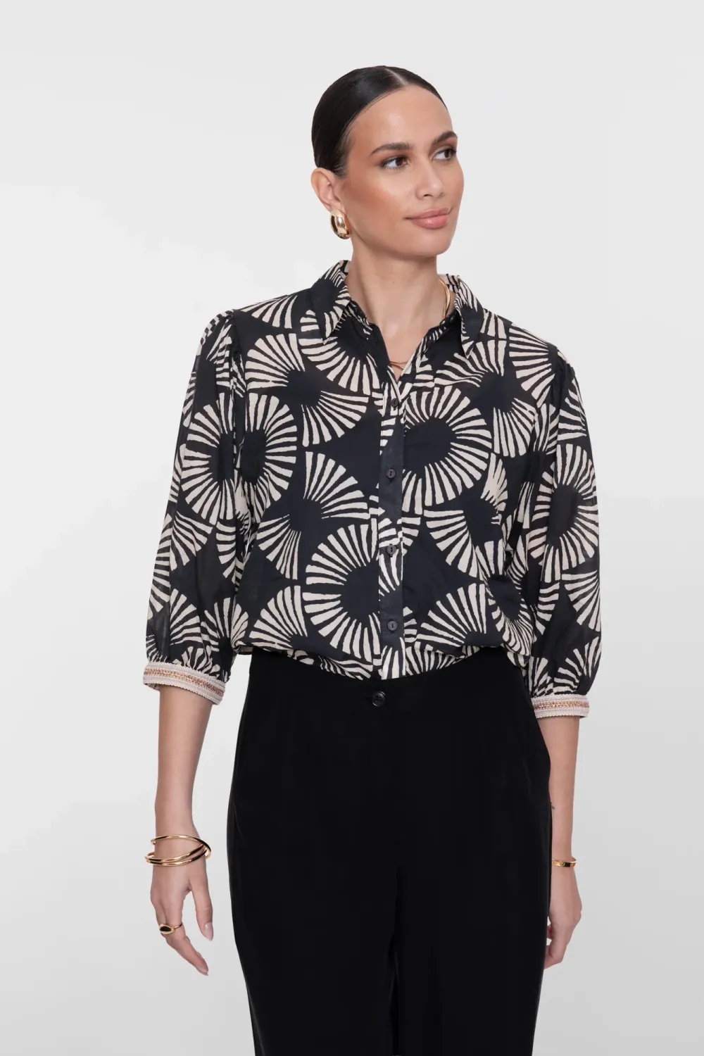 Geisha Blouse met Waaierprint