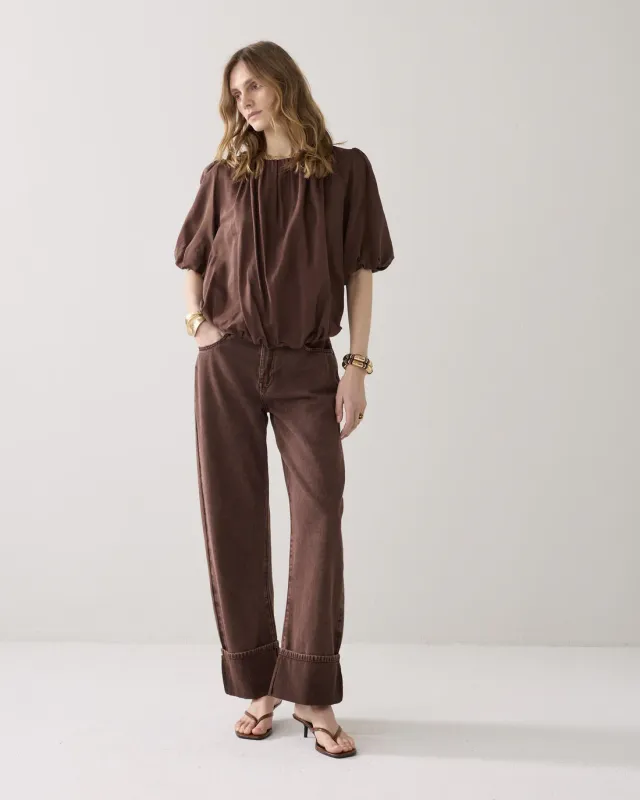 Summum Glanzende Geplooide Top