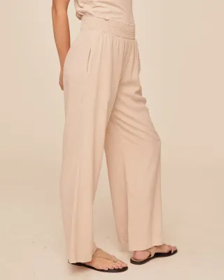 Bella Dahl Smocked Waist Wide Leg Pantalon