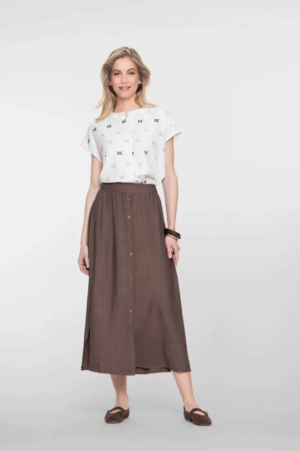Geisha Midi Rok met Knoopdetail