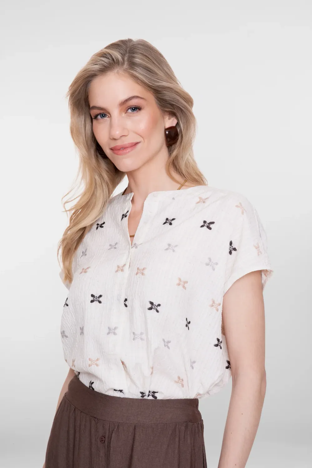 Geisha Blouse met Subtiele Print