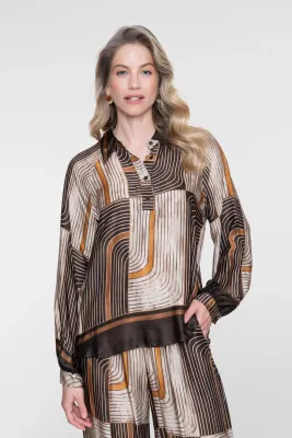 Geisha Blouse met Grafische Print