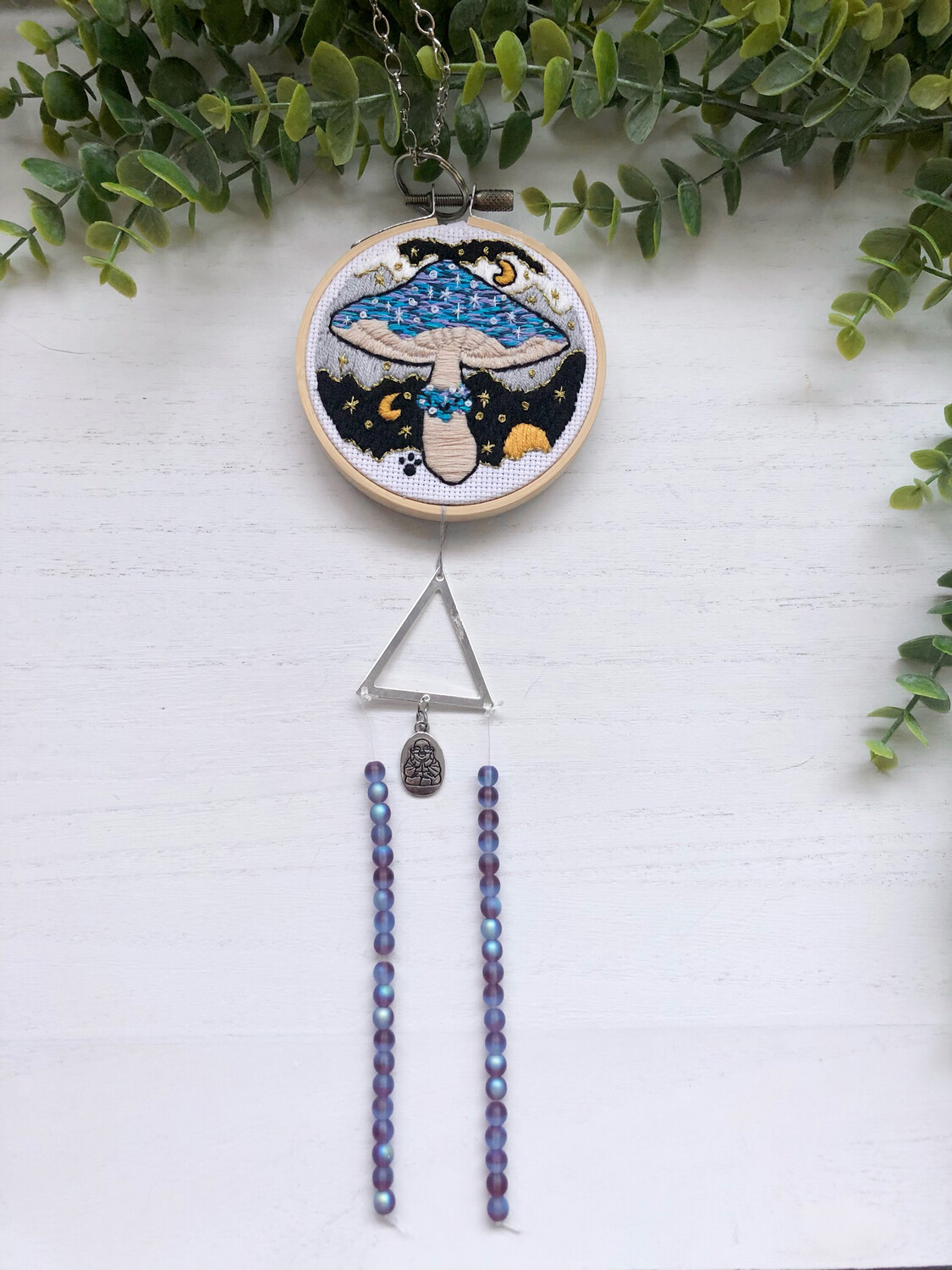 Car Mirror Charm Mushroom Decor Celestial Crescent Moon