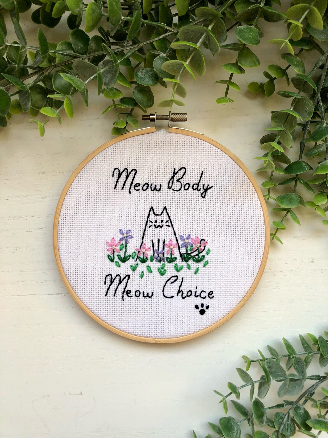 Pro-Choice Wall Art Cat Embroidery My Body My Choice Home Decor