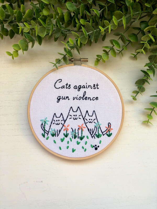Feminist Home Decor Gun Reform Cat Mama Gift Bohemian Bedroom Embroidery