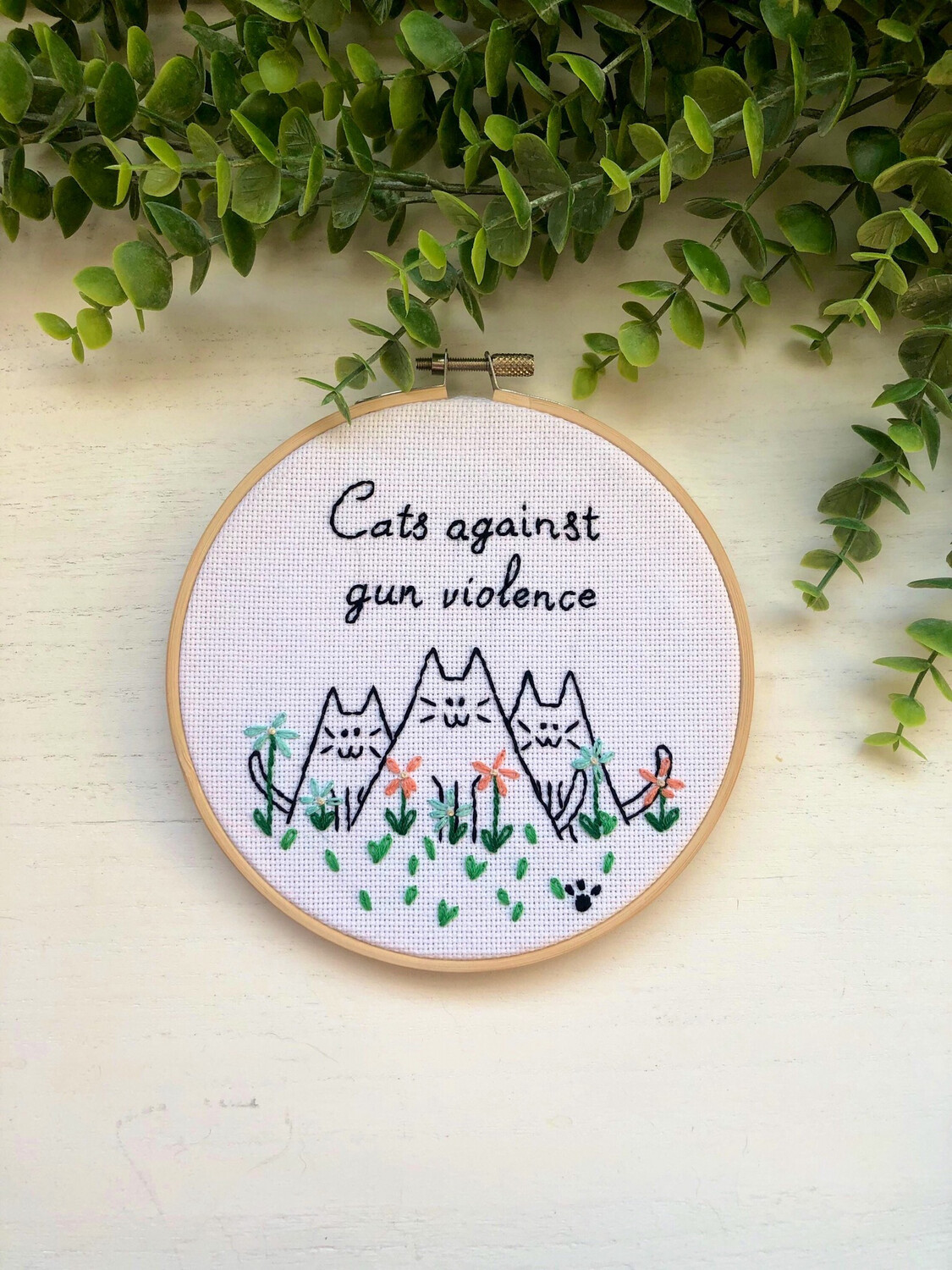 Feminist Home Decor Gun Reform Cat Mama Gift Bohemian Bedroom Embroidery
