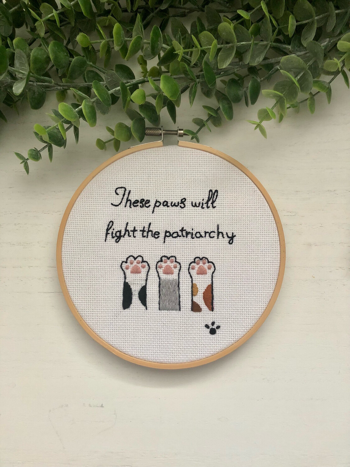 Cat Wall Art Indie Room Decor Feminist Home Dorm Room Embroidery Hoops