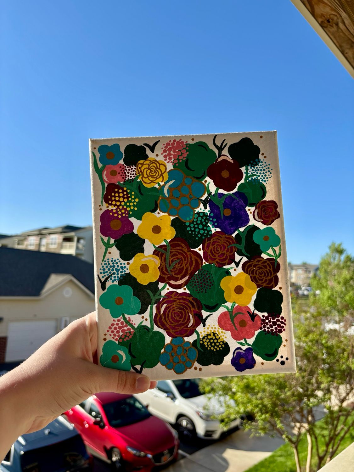 Flowers Painting, Boho Home Decor, Nature Artwork