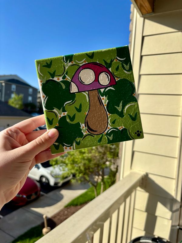 Mushroom Decor, Trippy Mushrooms, Painting, Home Wall Hanging