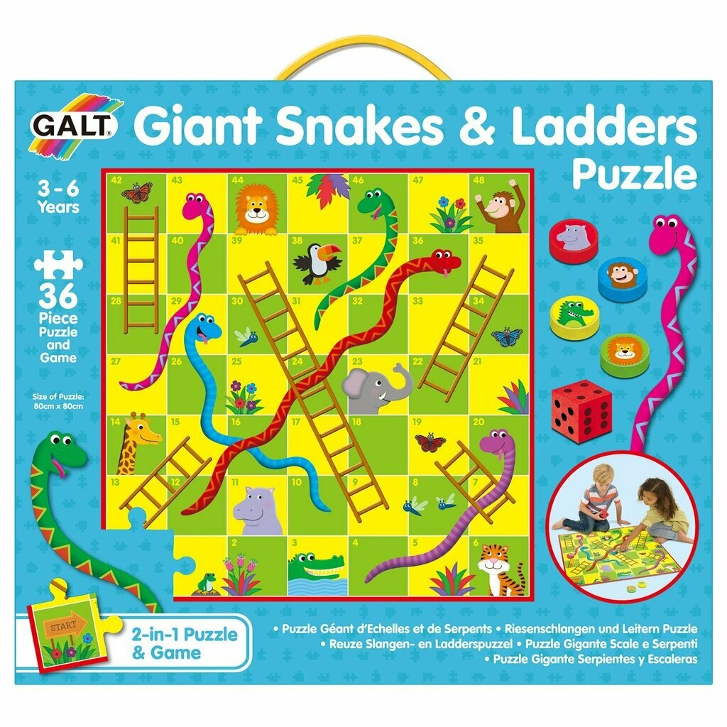 Giant Snakes & Ladders Puzzle & Game 36 Pc  3+