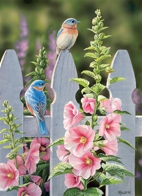 Bluebirds And Hollyhocks 1000 Pc Bluebirds And Hollyhocks 1000 Pc