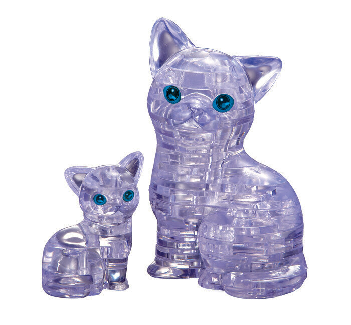 Cat And Kitten 3D Crystal