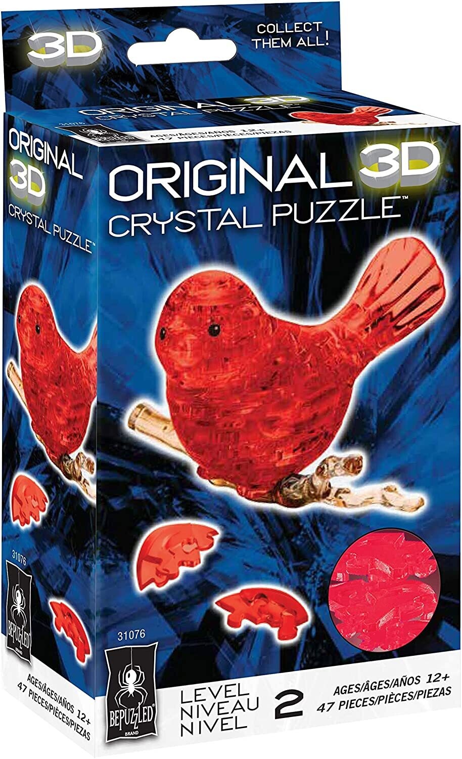 3D Crystal Red Bird 47 Pc