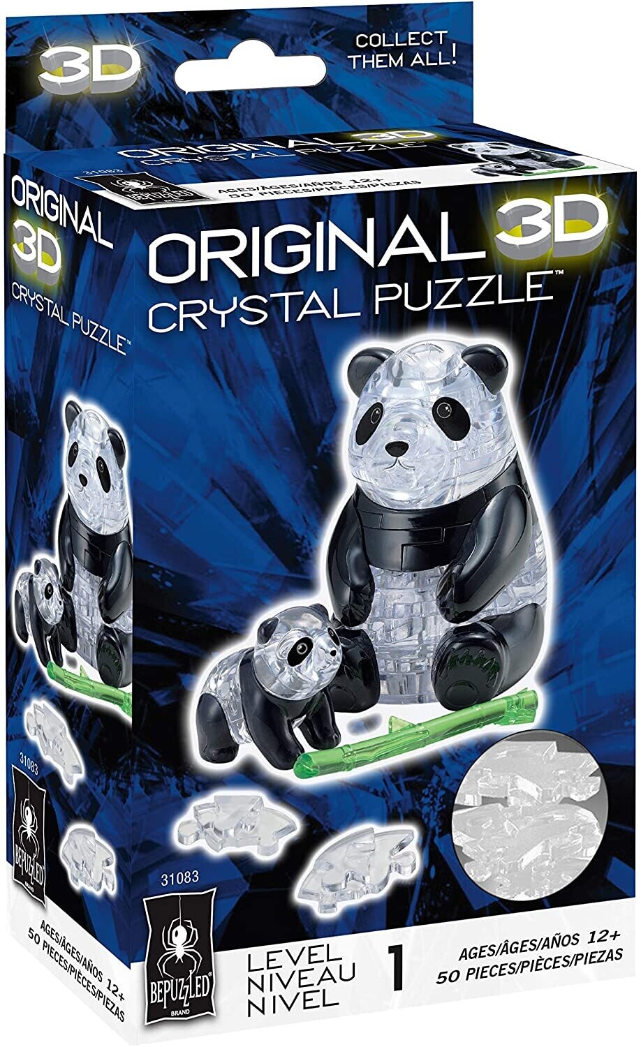 3D Crystal Panda With Baby 50 Pc