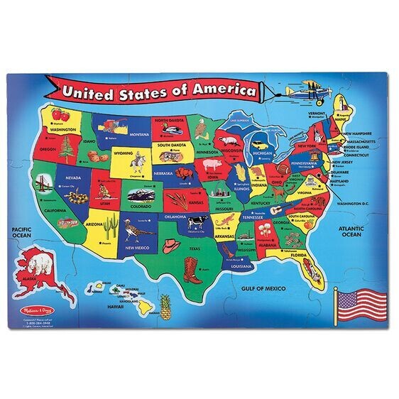 USA Map 51 Pc Floor