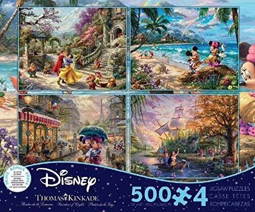 Disney Kinkade 4 X 500 Pocahontas, Snow White, Mickey