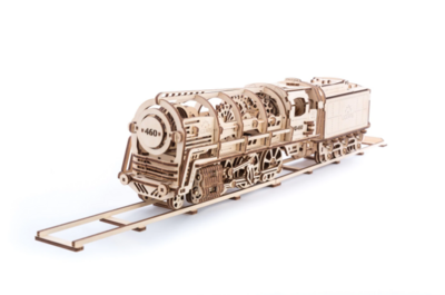 Locomotive With Tender 3D Wood Mechanical 443 Pc 14+