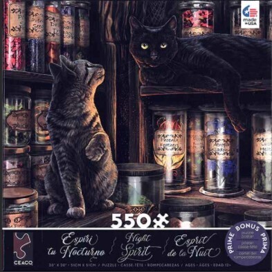 Night Spirit Cats On Shelf 550 Pc