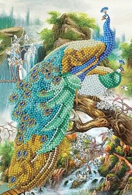 Peacock Waterfall Crystal Art Notebook Kit 8+