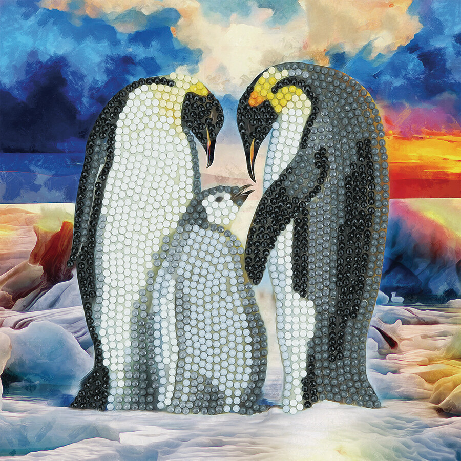 Penguin Family Crystal Art Card Kit