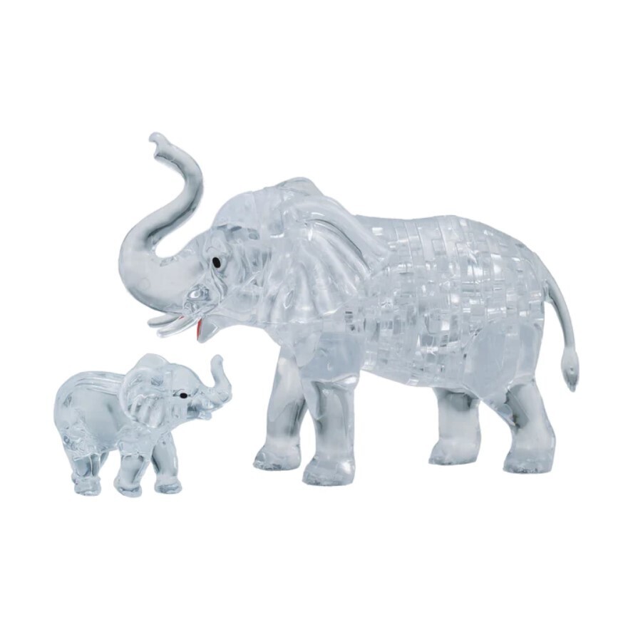 3D Crystal Elephant With Baby 46 Pc