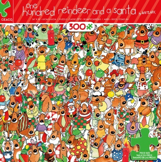 One Hundred Reindeer And A Santa 300 Pc