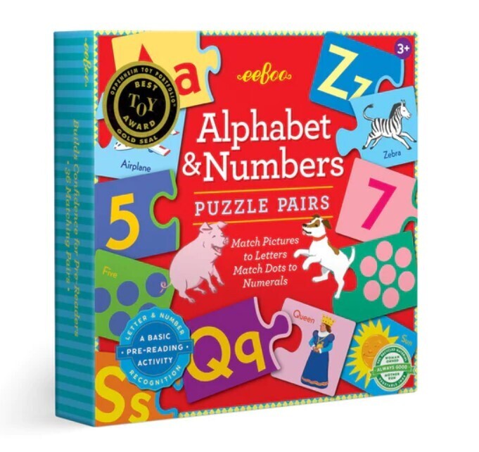 Alphabet &amp; Numbers 36 Pairs  72 Pc 3+