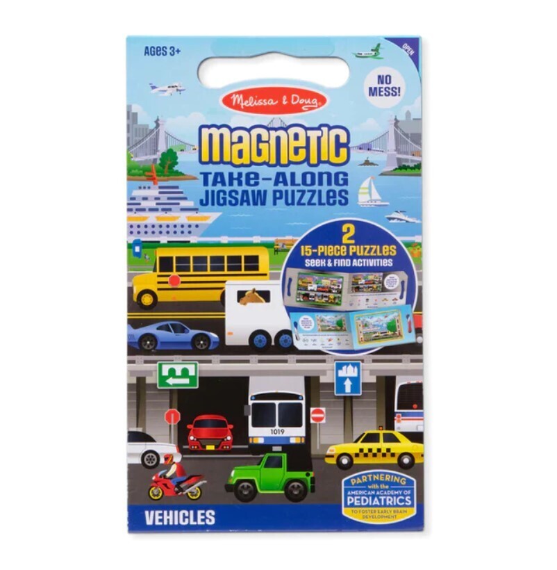 Magnetic Take Along Puzzles Vehicles 2 X 15 Pc 3+
