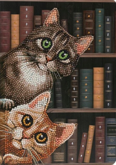 Cats In The Library Crystal Art Notebook Kit 8+