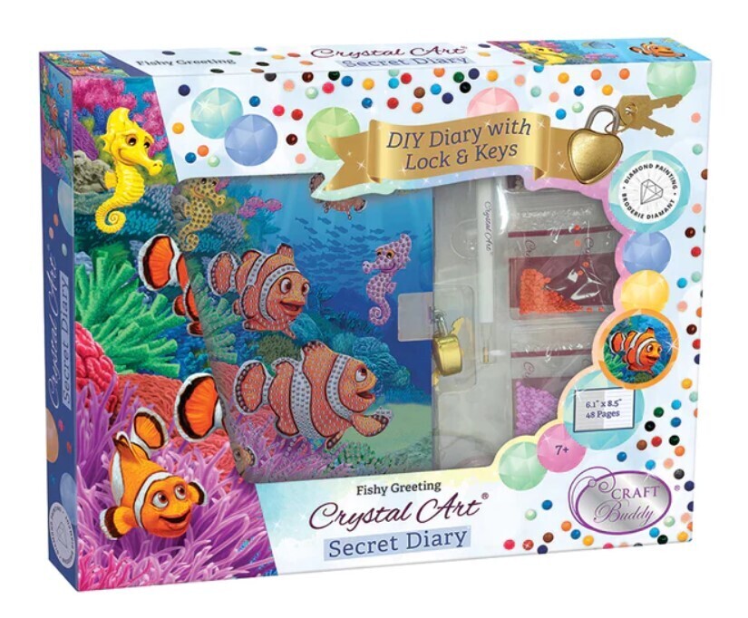 Fishy Greeting Secret Diary Crystal Art Kit 7+
