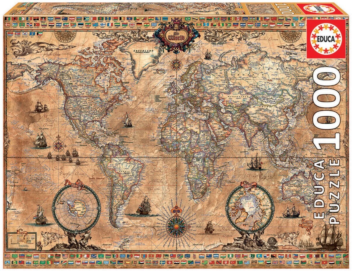 Antique World Map 1000 Pc