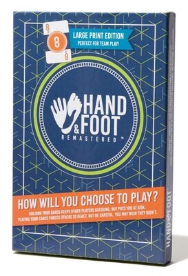 Hand And Foot Remastered 8 Player Card Game 14+ Large Print Edition