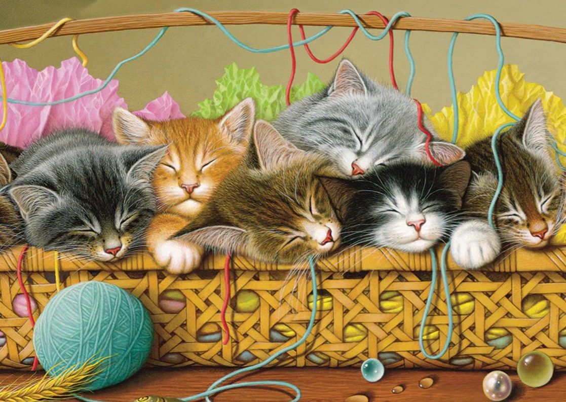 Kittens In A Basket 35 Pc Tray