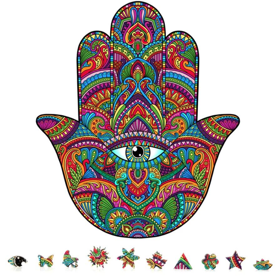 Hamsa Hand 500 Pc Wood 14+