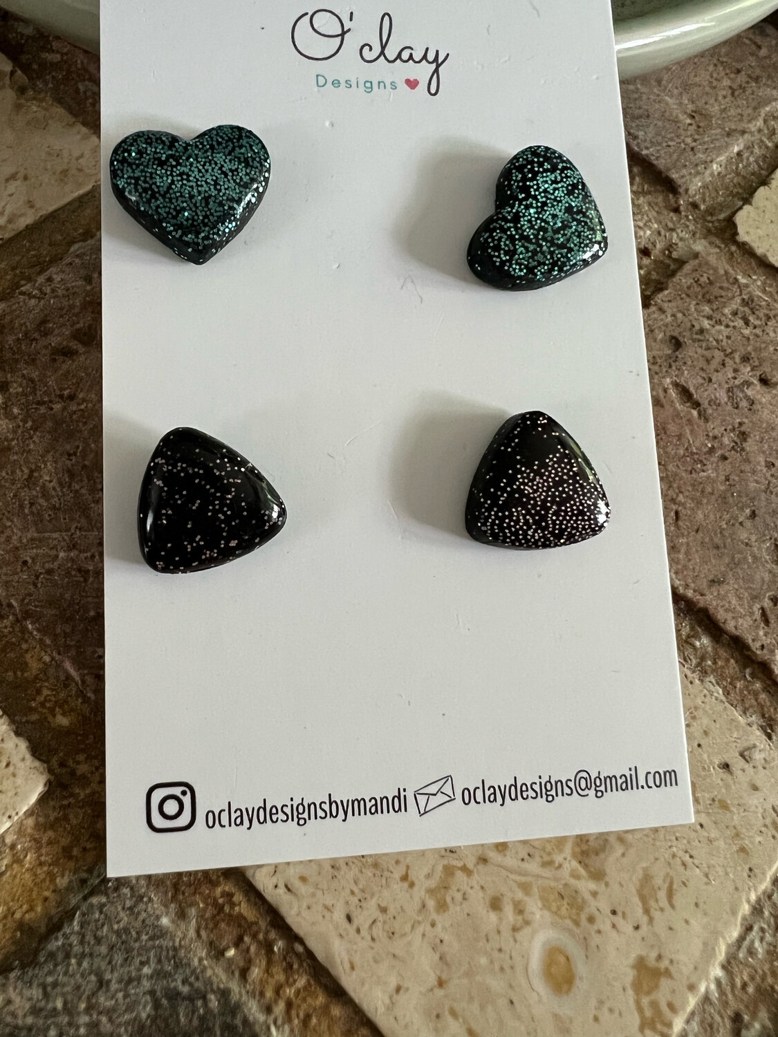 Heart And Triangle Studs